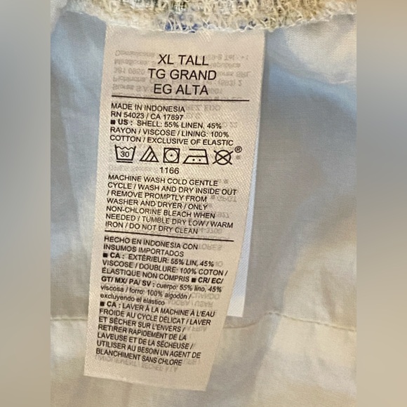 Old Navy Linen Blend Blue and cream Floral Puff Sleeve Blouse XL Tall - Picture 13 of 14